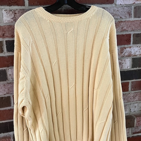 NAUTICA Light Yellow Crewneck 100% Cotton Ribbed Knit Sweater XL NWOT - Picture 6 of 12